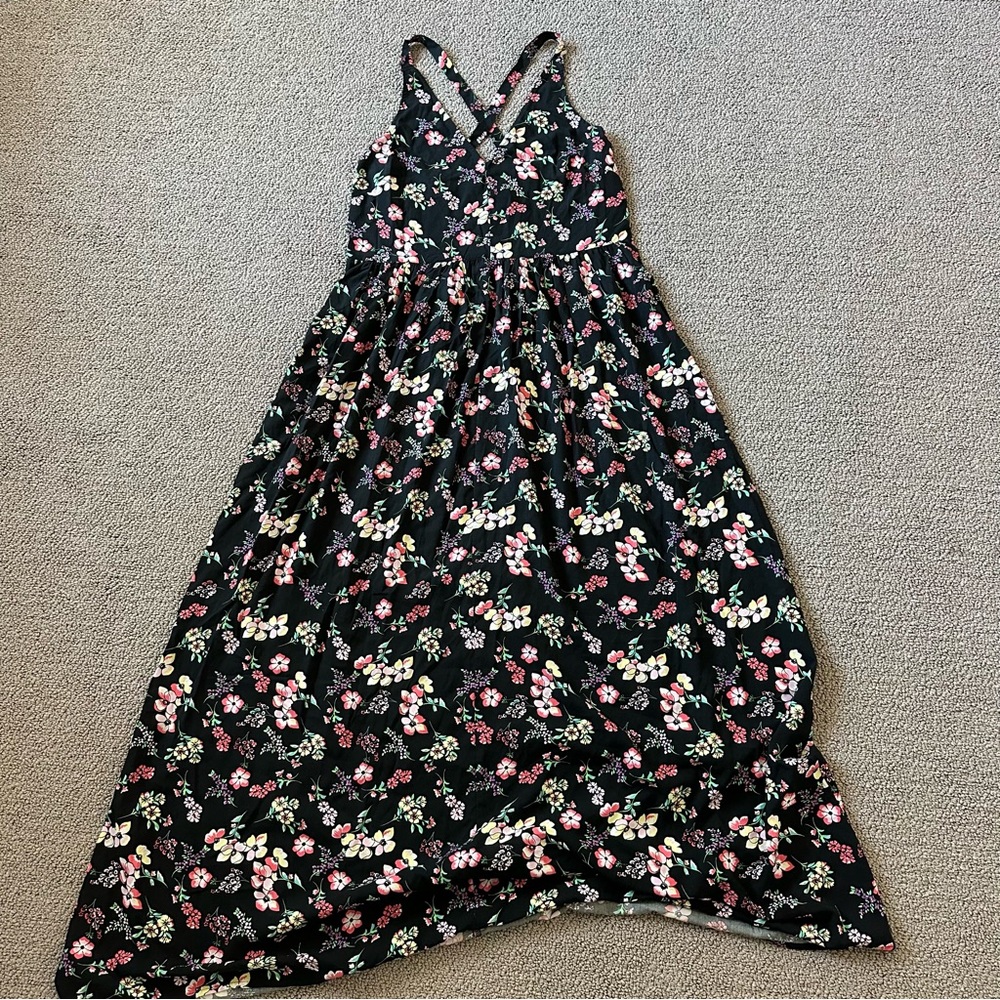 GAP Floral Maxi Dress - Black and Pink